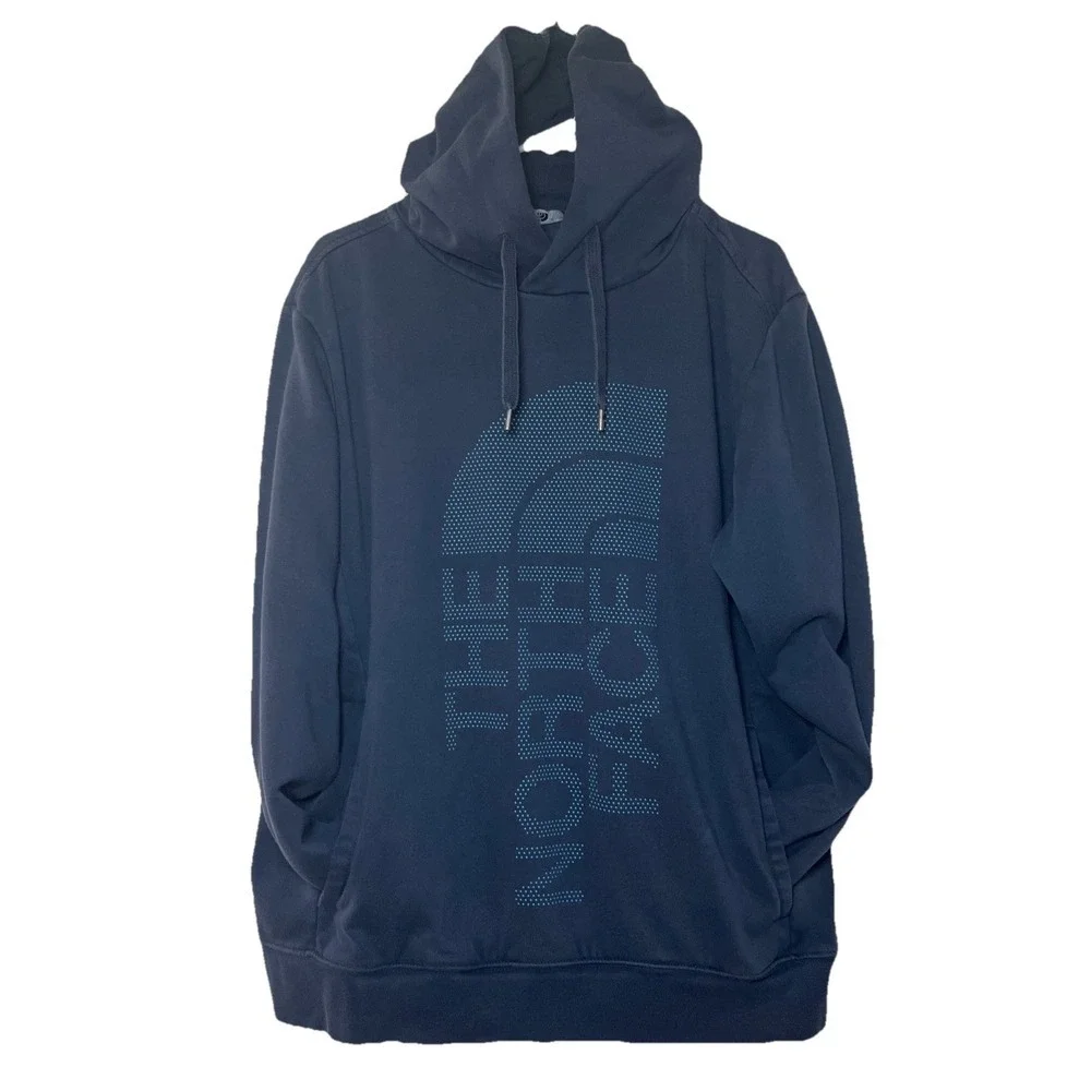 The North Face Pullover Hoodie Mens Navy Blue Logo Graphic Sweatshirt Sz Large
